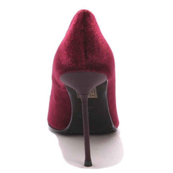 ITALIAN Burgundy Velour Leather Pointy Heel Pumps - Picture 5 of 8